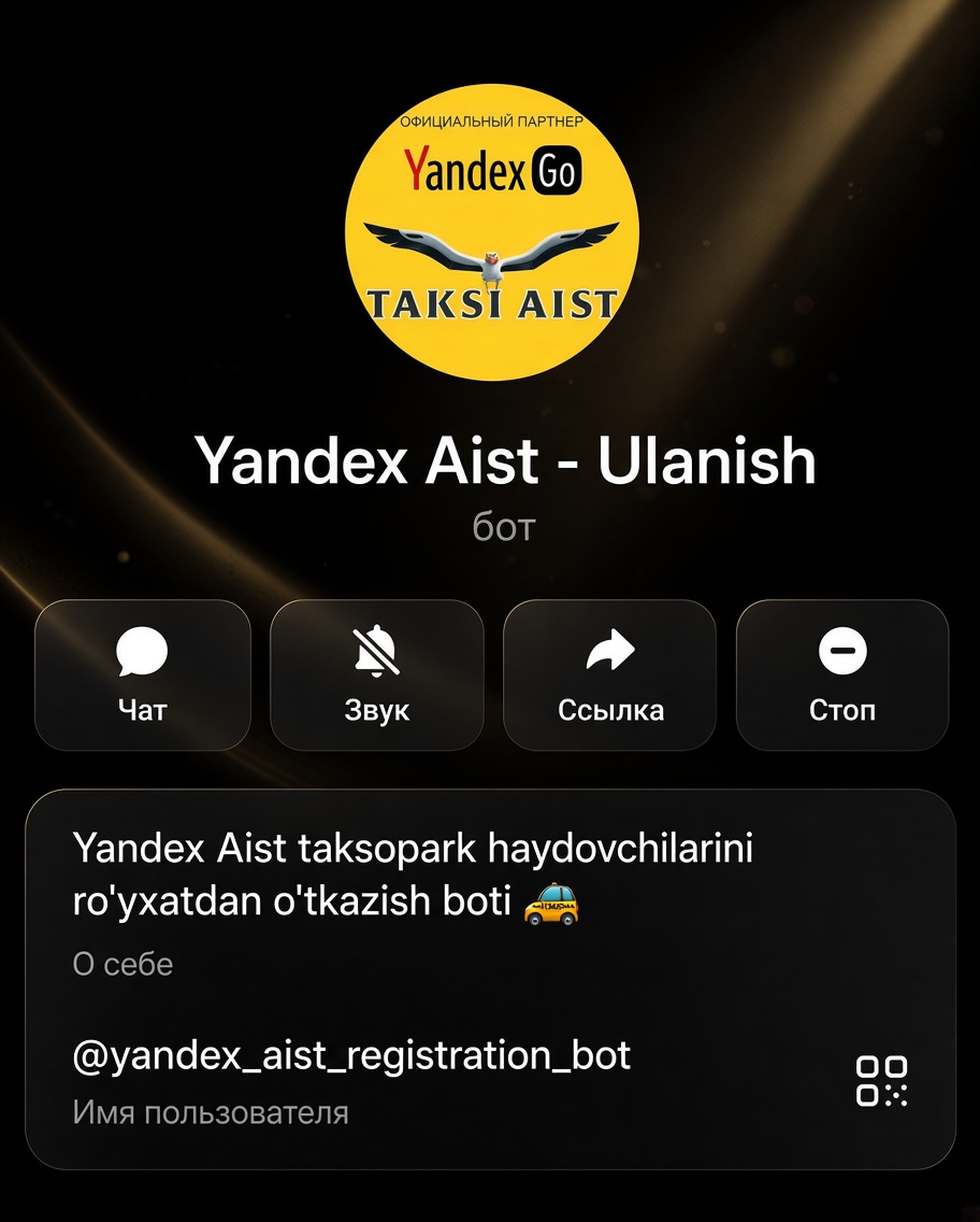 Yandex taksi park uchun Telegram bot